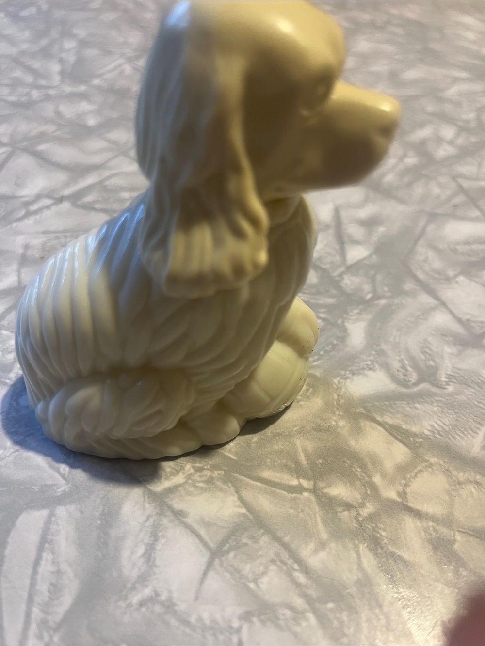 Vintage 70s Avon Cream Porcelain Sitting Dog Figurine